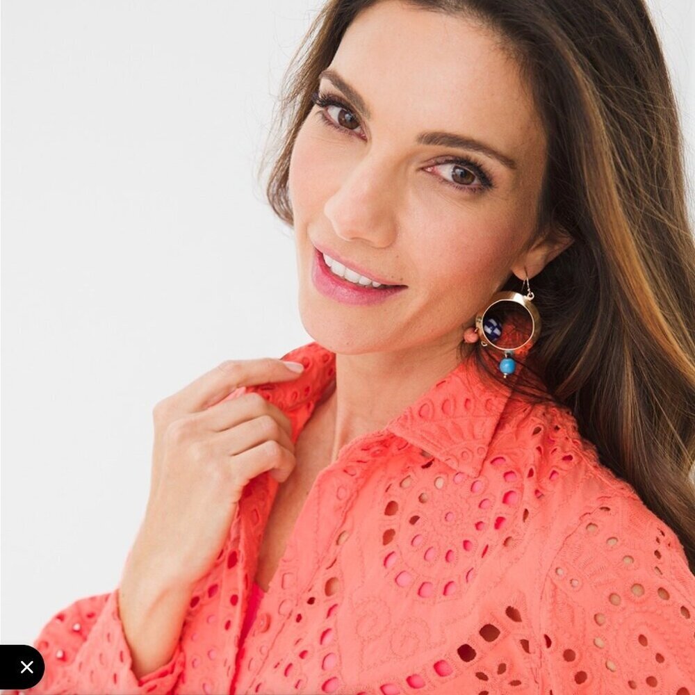 Chico's Eyelet Billow-Sleeve Blouse Size 8/10 New With Tag!
